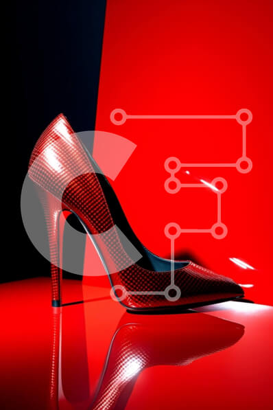 Intra Συλλεκτικό Ξύλινο Παζλ Plywood  4mm - Κομψό και εκλεπτυσμένο κόκκινο ψηλοτάκουνο παπούτσι Σε Ξύλινο Κουτί - Διαστάσεις Puzzle: 10x10 cm – 25 κομμάτια