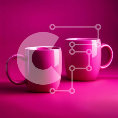 Intra Συλλεκτικό Ξύλινο Παζλ Plywood  4mm - Κομψή και ζωντανή εικόνα δύο ροζ κούπες σε ροζ φόντο Σε Ξύλινο Κουτί - Διαστάσεις: 10x10 cm – 25 κομμάτια - Image 1