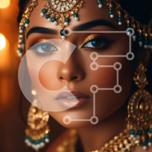 Intra Συλλεκτικό Ξύλινο Παζλ Plywood  4mm - Πανέμορφη Ινδή με παραδοσιακά κοσμήματα και μακιγιάζ Σε Ξύλινο Κουτί - Διαστάσεις Puzzle: 10x10 cm – 25 κομμάτια