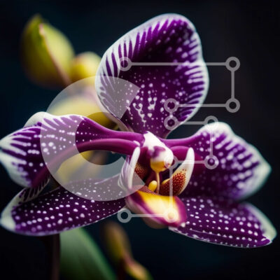 Intra Συλλεκτικό Ξύλινο Παζλ Plywood  4mm - Εκπληκτική εικόνα μιας μωβ και λευκής ορχιδέας με κηλίδες Σε Ξύλινο Κουτί - Διαστάσεις: 10x10 cm – 25 κομμάτια - Image 1