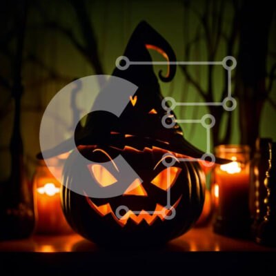 Intra Συλλεκτικό Ξύλινο Παζλ Plywood 4mm - Τρομακτική εικόνα ενός Jack-o-Lantern με αναμμένα κεριά Σε Ξύλινο Κουτί - Διαστάσεις: 10x10 cm – 25 κομμάτια - Image 1