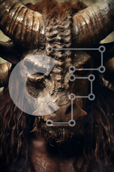 Intra Συλλεκτικό Ξύλινο Παζλ Plywood  4mm - Έντονο κοντινό πλάνο ενός ατόμου που φορά μια κερασφόρο μάσκα Σε Ξύλινο Κουτί - Διαστάσεις Puzzle: 10x10 cm – 25 κομμάτια