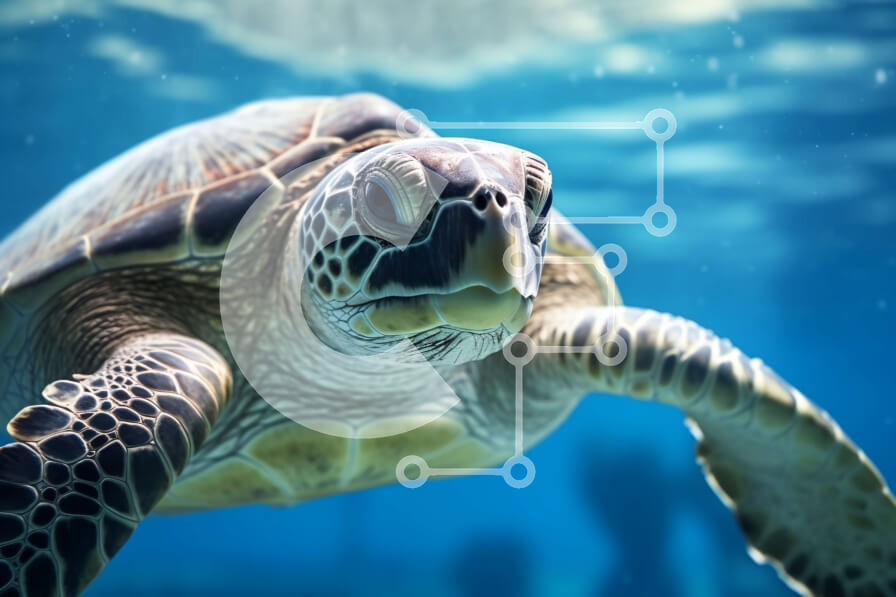 Intra Συλλεκτικό Ξύλινο Παζλ Plywood  4mm - Εκπληκτική εικόνα μιας θαλάσσιας χελώνας στο φυσικό της περιβάλλον Σε Ξύλινο Κουτί - Διαστάσεις: 10x10 cm – 25 κομμάτια