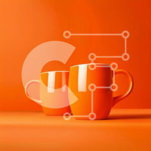 Intra Συλλεκτικό Ξύλινο Παζλ Plywood  4mm - Ζωντανή εικόνα δύο πορτοκαλί κούπες σε φωτεινό φόντο Σε Ξύλινο Κουτί - Διαστάσεις: 10x10 cm – 25 κομμάτια