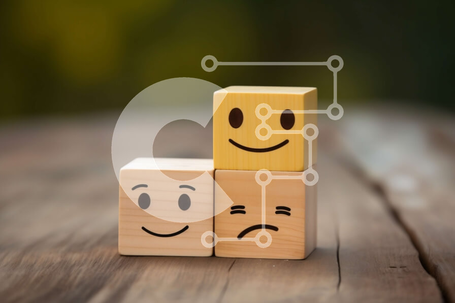 Intra Συλλεκτικό Ξύλινο Παζλ Plywood  4mm - Στοιβαγμένοι ξύλινοι μπλοκ με χαμογελαστά πρόσωπα Σε Ξύλινο Κουτί - Διαστάσεις: 10x10 cm – 25 κομμάτια