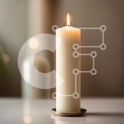 Intra Συλλεκτικό Ξύλινο Παζλ Plywood  4mm - Όμορφη εικόνα ενός λευκού κεριού σε ένα τραπέζι Σε Ξύλινο Κουτί - Διαστάσεις: 10x10 cm – 25 κομμάτια - Image 1