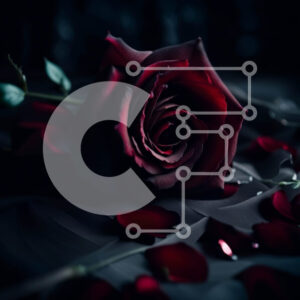 Intra Συλλεκτικό Ξύλινο Παζλ Plywood  4mm - Όμορφη εικόνα κόκκινου τριαντάφυλλου με σταγονίδια νερού σε μαύρο φόντο Σε Ξύλινο Κουτί - Διαστάσεις: 10x10 cm – 25 κομμάτια