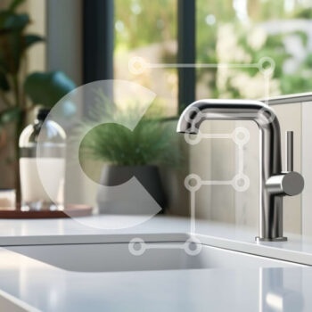 Intra Συλλεκτικό Ξύλινο Παζλ Plywood  4mm - Μοντέρνος νεροχύτης μπάνιου με λευκό πάγκο και βρύση χρωμίου Σε Ξύλινο Κουτί - Διαστάσεις Puzzle: 10x10 cm – 25 κομμάτια - Image 1