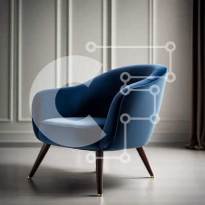 Intra Συλλεκτικό Ξύλινο Παζλ Plywood  4mm - Άνετη και κομψή μπλε βελούδινη πολυθρόνα σε δωμάτιο με χαμηλό φωτισμό Σε Ξύλινο Κουτί - Διαστάσεις Puzzle: 10x10 cm – 25 κομμάτια - Image 1