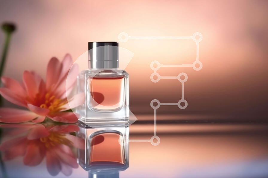 Intra Συλλεκτικό Ξύλινο Παζλ Plywood  4mm - Ήρεμο και γαλήνιο μπουκάλι αρώματος με φόντο ροζ λουλούδι λωτού και ηλιοβασίλεμα Σε Ξύλινο Κουτί - Διαστάσεις Puzzle: 10x10 cm – 25 κομμάτια