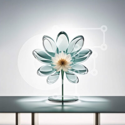 Intra Συλλεκτικό Ξύλινο Παζλ Plywood  4mm - Κομψό και μοντέρνο πράσινο γυάλινο βάζο με όμορφο λευκό λουλούδι κρίνου Σε Ξύλινο Κουτί - Διαστάσεις Puzzle: 10x10 cm – 25 κομμάτια - Image 1