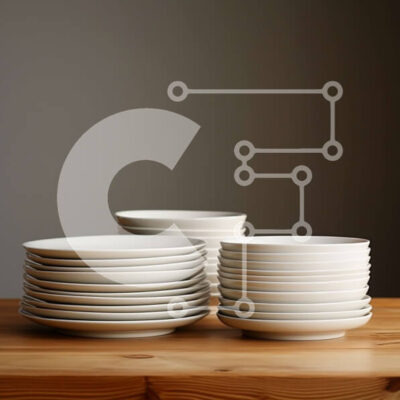 Intra Συλλεκτικό Ξύλινο Παζλ Plywood 4mm - Λευκά πιάτα σε ένα ξύλινο τραπέζι Σε Ξύλινο Κουτί - Διαστάσεις Puzzle: 10x10 cm – 25 κομμάτια - Image 1