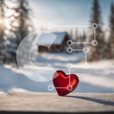 Intra Συλλεκτικό Ξύλινο Παζλ Plywood 4mm - Κόκκινη καρδιά σε ξύλινη επιφάνεια σε χιονισμένο τοπίο Σε Ξύλινο Κουτί - Διαστάσεις: 10x10 cm – 25 κομμάτια - Image 1