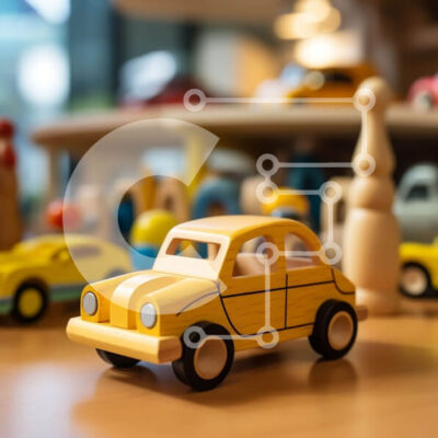 Intra Συλλεκτικό Ξύλινο Παζλ Plywood  4mm - Ξύλινο αυτοκίνητο παιχνιδιών στο τραπέζι στο Playroom Σε Ξύλινο Κουτί - Διαστάσεις: 10x10 cm – 25 κομμάτια - Image 1