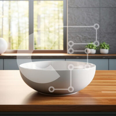 Intra Συλλεκτικό Ξύλινο Παζλ Plywood  4mm - Μοντέρνα κουζίνα με λευκό κεραμικό νεροχύτη σε ξύλινο πάγκο Σε Ξύλινο Κουτί - Διαστάσεις Puzzle: 10x10 cm – 25 κομμάτια - Image 1