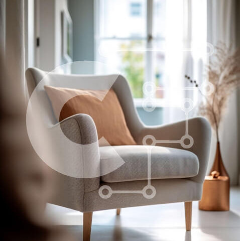 Intra Συλλεκτικό Ξύλινο Παζλ Plywood  4mm - Άνετο σαλόνι με ανοιχτό γκρι πολυθρόνα και μπεζ μαξιλάρι Σε Ξύλινο Κουτί - Διαστάσεις Puzzle: 10x10 cm – 25 κομμάτια - Image 1