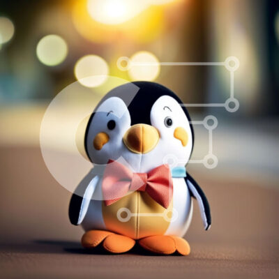 Intra Συλλεκτικό Ξύλινο Παζλ Plywood  4mm - Αξιολάτρευτο γεμιστό παιχνίδι πιγκουίνου με παπιγιόν Σε Ξύλινο Κουτί - Διαστάσεις: 10x10 cm – 25 κομμάτια - Image 1