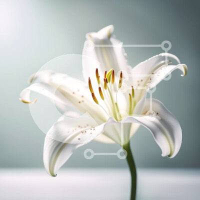 Intra Συλλεκτικό Ξύλινο Παζλ Plywood  4mm - Όμορφη εικόνα ενός λουλουδιού λευκού κρίνου με θέα στον κήπο Σε Ξύλινο Κουτί - Διαστάσεις: 10x10 cm – 25 κομμάτια - Image 1