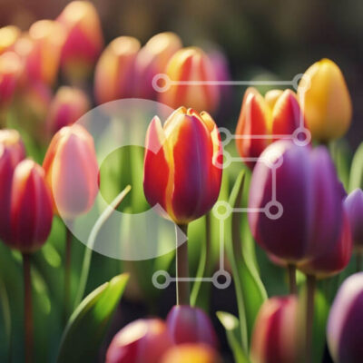 Intra Συλλεκτικό Ξύλινο Παζλ Plywood  4mm - Ζωντανό χωράφι τουλιπών σε πλήρη άνθιση Σε Ξύλινο Κουτί - Διαστάσεις: 10x10 cm – 25 κομμάτια - Image 1