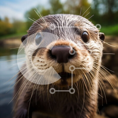 Intra Συλλεκτικό Ξύλινο Παζλ Plywood  4mm - Κοντινό πλάνο του προσώπου μιας βίδρας Σε Ξύλινο Κουτί - Διαστάσεις: 10x10 cm – 25 κομμάτια - Image 1