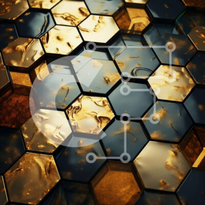 Intra Συλλεκτικό Ξύλινο Παζλ Plywood  4mm - Κοντινή όψη ενός χρυσού και μαύρου μοτίβου κηρήθρας Σε Ξύλινο Κουτί - Διαστάσεις Puzzle: 10x10 cm – 25 κομμάτια - Image 1