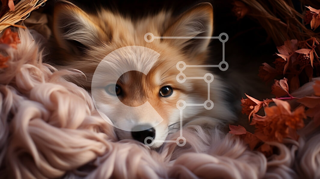 Intra Συλλεκτικό Ξύλινο Παζλ Plywood  4mm - Κόκκινη αλεπού ξαπλωμένη στο κρεβάτι με φύλλα και λουλούδια Σε Ξύλινο Κουτί - Διαστάσεις: 10x10 cm – 25 κομμάτια