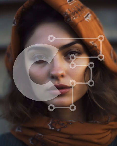 Intra Συλλεκτικό Ξύλινο Παζλ Plywood  4mm - Όμορφο πορτρέτο μιας γυναίκας που φορά ένα κασκόλ Σε Ξύλινο Κουτί - Διαστάσεις Puzzle: 10x10 cm – 25 κομμάτια