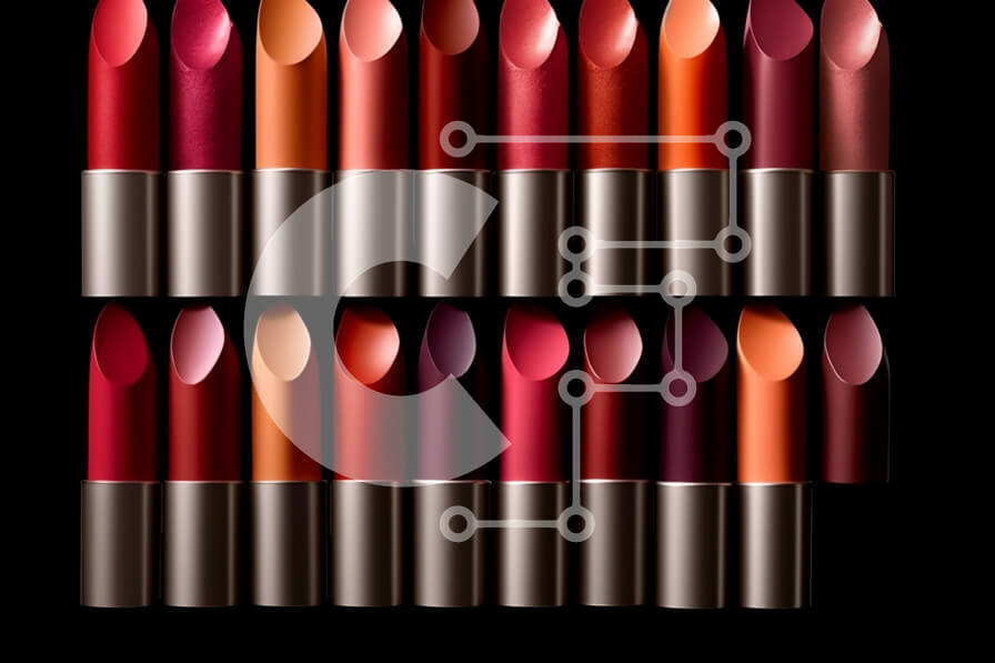 Intra Συλλεκτικό Ξύλινο Παζλ Plywood  4mm - Όμορφη κάθετη σειρά κραγιόν σε αποχρώσεις του κόκκινου, ροζ και πορτοκαλί σε μαύρο φόντο Σε Ξύλινο Κουτί - Διαστάσεις Puzzle: 10x10 cm – 25 κομμάτια