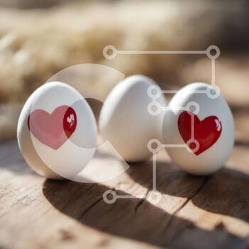 Intra Συλλεκτικό Ξύλινο Παζλ Plywood  4mm - Τρία αυγά ζωγραφισμένα στην καρδιά σε ξύλινη επιφάνεια Σε Ξύλινο Κουτί - Διαστάσεις Puzzle: 10x10 cm – 25 κομμάτια - Image 1