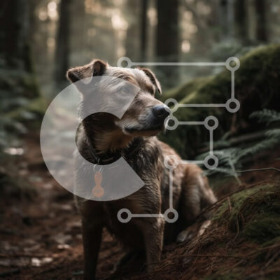 Intra Συλλεκτικό Ξύλινο Παζλ Plywood  4mm - Σοβαρό καφέ σκυλί σε μια ειρηνική σκηνή του δάσους Σε Ξύλινο Κουτί - Διαστάσεις: 10x10 cm – 25 κομμάτια - Image 1