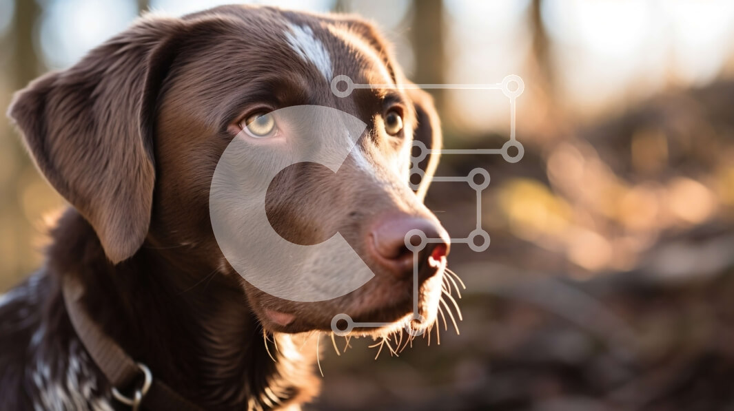 Intra Συλλεκτικό Ξύλινο Παζλ Plywood  4mm - Καφέ και λευκό σκυλί με λουρί και γιακά Σε Ξύλινο Κουτί - Διαστάσεις: 10x10 cm – 25 κομμάτια