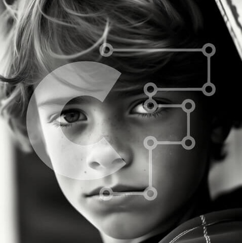 Intra Συλλεκτικό Ξύλινο Παζλ Plywood 4mm - Σοβαρό νεαρό αγόρι με ακατάστατα μαλλιά και θέα στον ωκεανό από το παράθυρο Σε Ξύλινο Κουτί - Διαστάσεις Puzzle: 10x10 cm – 25 κομμάτια - Image 1