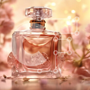 Intra Συλλεκτικό Ξύλινο Παζλ Plywood  4mm - Όμορφη εικόνα με ροζ λουλούδι και μπουκάλι αρώματος σε ένα τραπέζι Σε Ξύλινο Κουτί - Διαστάσεις Puzzle: 10x10 cm – 25 κομμάτια - Image 1