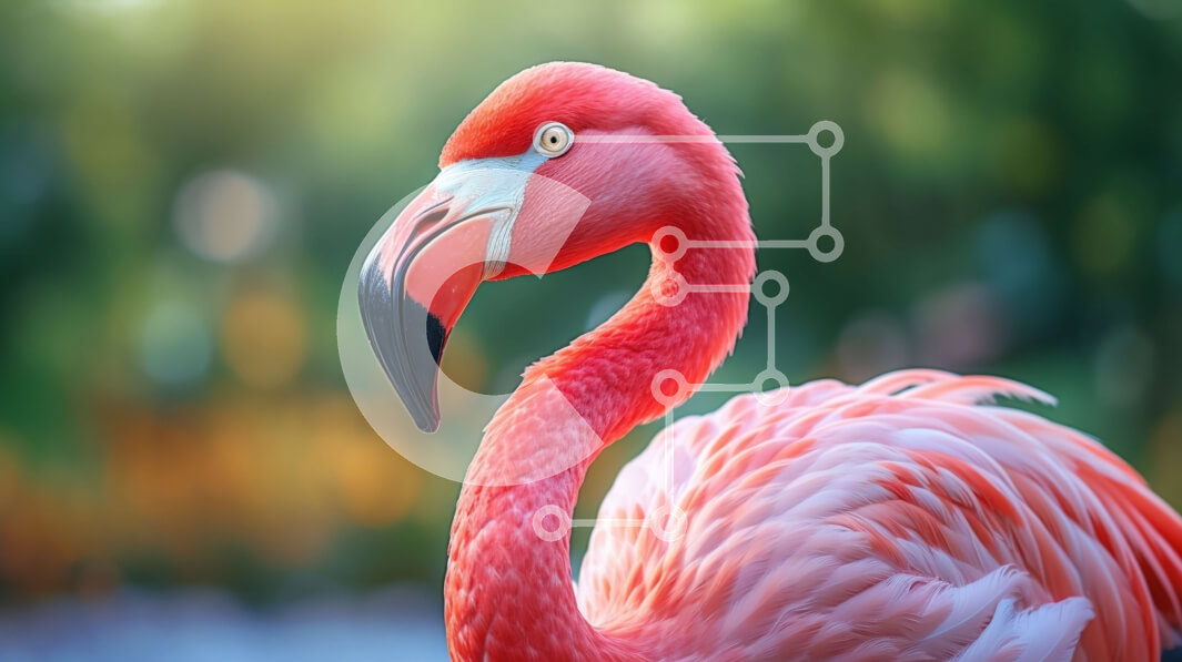 Intra Συλλεκτικό Ξύλινο Παζλ Plywood  4mm - Κοντινό πλάνο ενός ροζ φλαμίνγκο με απλωμένα φτερά Σε Ξύλινο Κουτί - Διαστάσεις: 10x10 cm – 25 κομμάτια