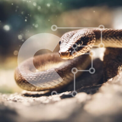 Intra Συλλεκτικό Ξύλινο Παζλ Plywood  4mm - Κοντινή όψη ενός καφέ φιδιού με ορατούς κυνόδοντες Σε Ξύλινο Κουτί - Διαστάσεις: 10x10 cm – 25 κομμάτια - Image 1