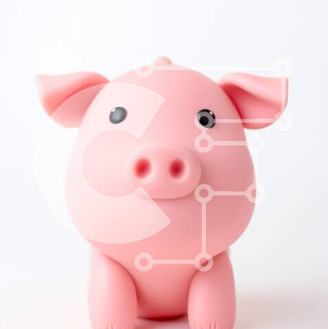 Intra Συλλεκτικό Ξύλινο Παζλ Plywood 4mm - Ροζ κουμπαράς σε άσπρο φόντο Σε Ξύλινο Κουτί - Διαστάσεις: 10x10 cm – 25 κομμάτια - Image 1