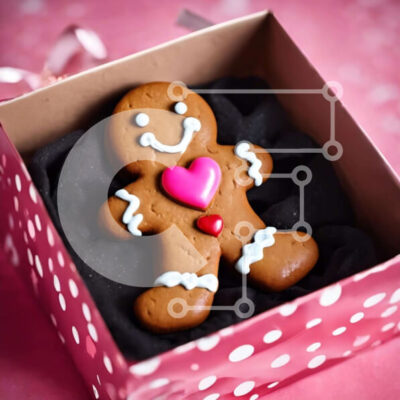 Intra Συλλεκτικό Ξύλινο Παζλ Plywood  4mm - Άνδρας με μελόψωμο σε κουτί διακοσμημένο με καρδιά Σε Ξύλινο Κουτί - Διαστάσεις: 10x10 cm – 25 κομμάτια - Image 1