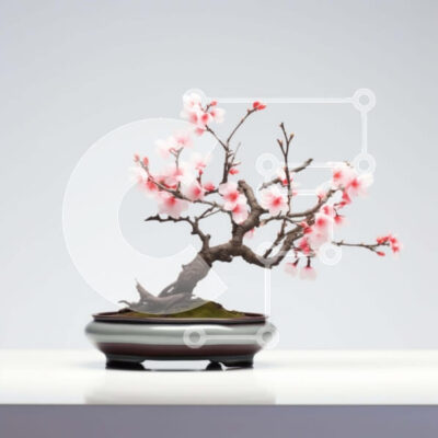 Intra Συλλεκτικό Ξύλινο Παζλ Plywood  4mm - Ροζ δέντρο μπονσάι στο τραπέζι Σε Ξύλινο Κουτί - Διαστάσεις: 10x10 cm – 25 κομμάτια - Image 1