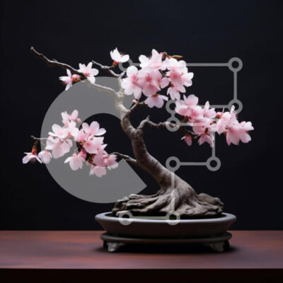 Intra Συλλεκτικό Ξύλινο Παζλ Plywood 4mm - Δέντρο μπονσάι με ροζ άνθη σε μια κομψά σχεδιασμένη γλάστρα Σε Ξύλινο Κουτί - Διαστάσεις: 10x10 cm – 25 κομμάτια - Image 1