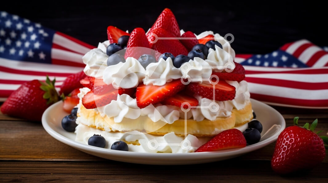 Intra Συλλεκτικό Ξύλινο Παζλ Plywood  4mm - Επιδόρπιο αμερικανικής σημαίας για τον εορτασμό της ημέρας της ανεξαρτησίας Σε Ξύλινο Κουτί - Διαστάσεις: 10x10 cm – 25 κομμάτια