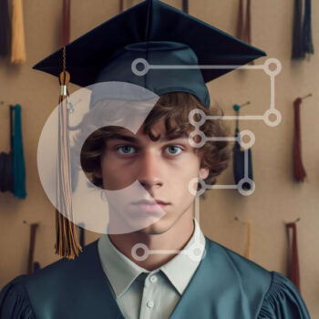 Intra Συλλεκτικό Ξύλινο Παζλ Plywood  4mm - Εικόνα αποφοίτησης ενός νεαρού άνδρα με καπέλο και φόρεμα Σε Ξύλινο Κουτί - Διαστάσεις Puzzle: 10x10 cm – 25 κομμάτια - Image 1