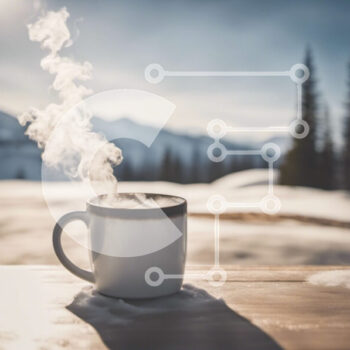 Intra Συλλεκτικό Ξύλινο Παζλ Plywood  4mm - Serenity of Winter: Λευκή κούπα καφέ σε χιονισμένο τραπέζι εξωτερικού χώρου Σε Ξύλινο Κουτί - Διαστάσεις Puzzle: 10x10 cm – 25 κομμάτια - Image 1