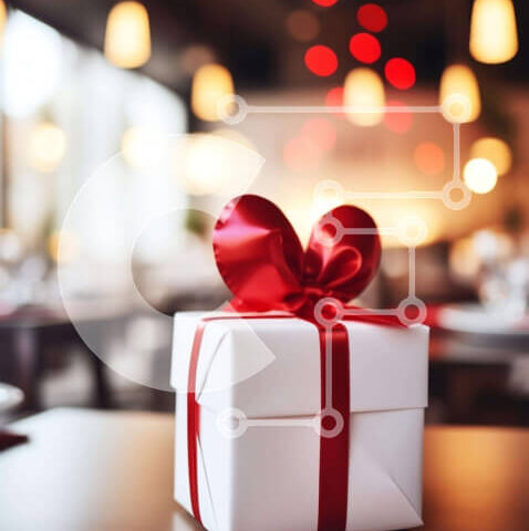 Intra Συλλεκτικό Ξύλινο Παζλ Plywood  4mm - Λευκό κουτί δώρου με κόκκινη κορδέλα στο τραπέζι Σε Ξύλινο Κουτί - Διαστάσεις Puzzle: 10x10 cm – 25 κομμάτια - Image 1