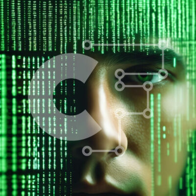 Intra Συλλεκτικό Ξύλινο Παζλ Plywood  4mm - Άνθρωπος σε φόντο δυαδικού κώδικα Σε Ξύλινο Κουτί - Διαστάσεις Puzzle: 10x10 cm – 25 κομμάτια - Image 1