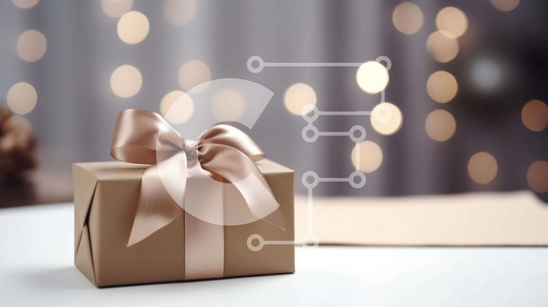 Intra Συλλεκτικό Ξύλινο Παζλ Plywood  4mm - Καφέ κουτί δώρου στο τραπέζι με φόντο φώτα Bokeh Σε Ξύλινο Κουτί - Διαστάσεις: 10x10 cm – 25 κομμάτια