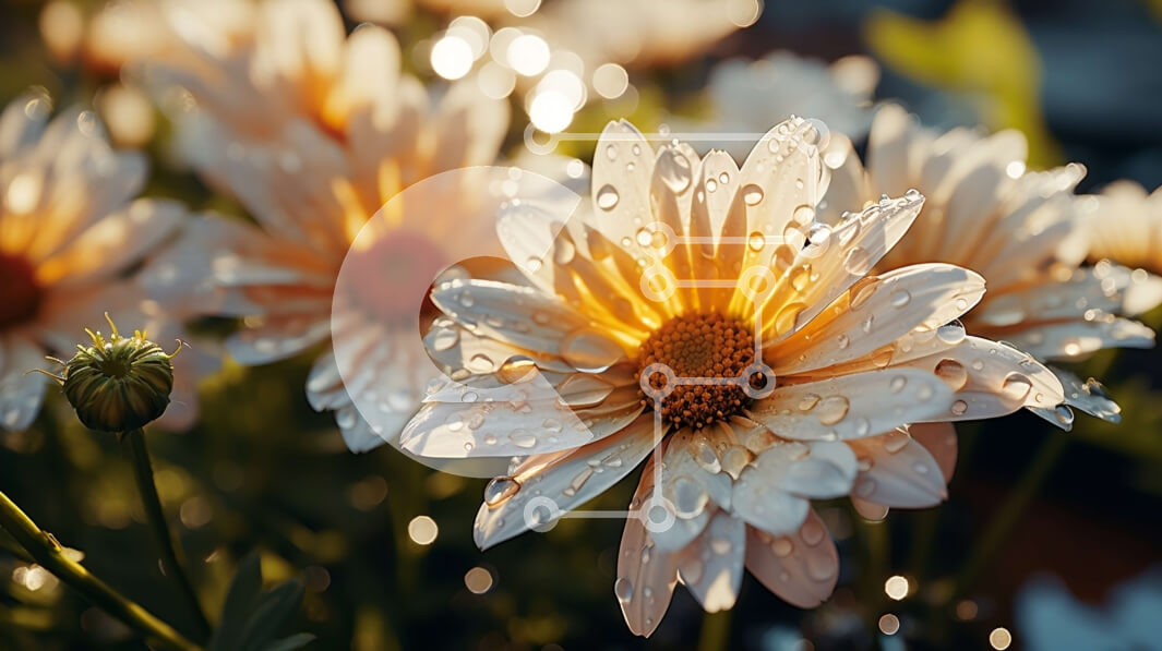 Intra Συλλεκτικό Ξύλινο Παζλ Plywood  4mm - Όμορφη κοντινή εικόνα μιας μαργαρίτας με σταγονίδια δροσιάς Σε Ξύλινο Κουτί - Διαστάσεις: 10x10 cm – 25 κομμάτια