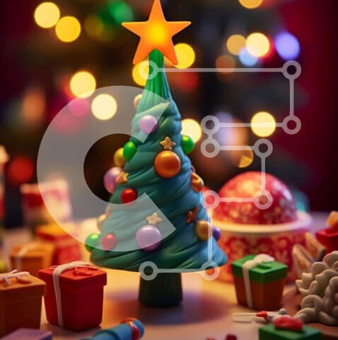 Intra Συλλεκτικό Ξύλινο Παζλ Plywood 4mm - Παιχνίδι Χριστουγεννιάτικο δέντρο με στολίδια και δώρα Σε Ξύλινο Κουτί - Διαστάσεις: 10x10 cm – 25 κομμάτια - Image 1