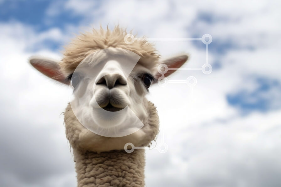 Intra Συλλεκτικό Ξύλινο Παζλ Plywood  4mm - Περίεργη αλπακά που στέκεται μπροστά από τον συννεφιασμένο ουρανό Σε Ξύλινο Κουτί - Διαστάσεις: 10x10 cm – 25 κομμάτια