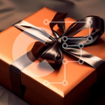 Intra Συλλεκτικό Ξύλινο Παζλ Plywood  4mm - Πορτοκαλί κουτί δώρου με μαύρη κορδέλα και φιόγκο Σε Ξύλινο Κουτί - Διαστάσεις Puzzle: 10x10 cm – 25 κομμάτια - Image 1