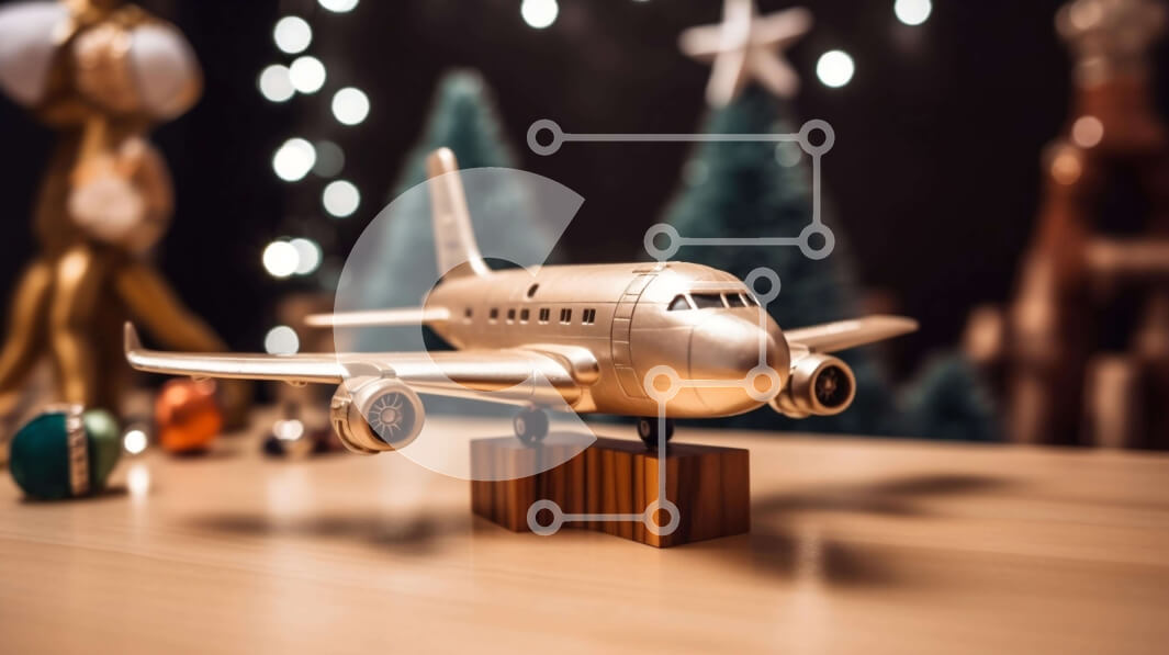 Intra Συλλεκτικό Ξύλινο Παζλ Plywood  4mm - Εορταστικό χριστουγεννιάτικο στολίδι με μοντέλο αεροπλάνου στο τραπέζι Σε Ξύλινο Κουτί - Διαστάσεις Puzzle: 10x10 cm – 25 κομμάτια